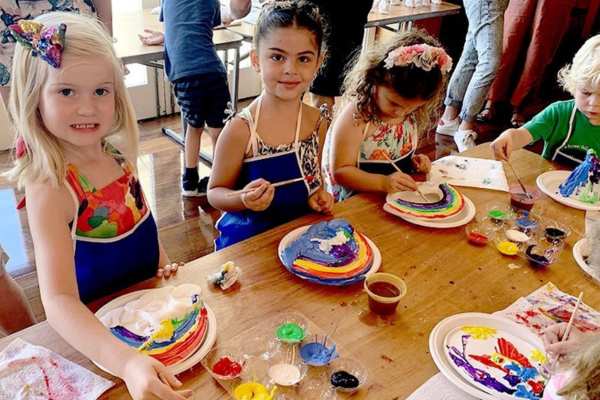 Children plaster painting at Bop's Specialty party